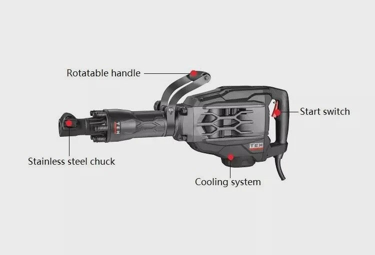 Sds-max Breaker Demolition Hammer 1700W 2000 Bpm Powerful 7.7 Amp Motor Th9517 SKU TH9517