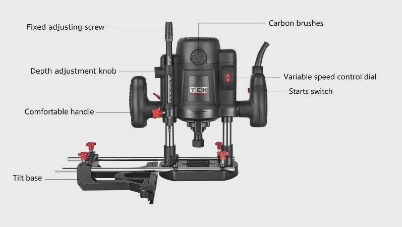 TEH 1500W 8mm/12mm 1/4'' Electric Plunge Router TEH7125