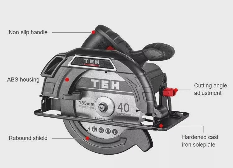 185mm Multi Material High Precision Circular Saw 1300W 65cm Depth Cut for Wood TC18515