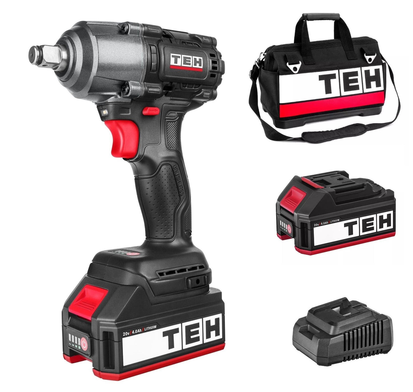 Cordless Brushless Impact Wrench 1/2 inch High Torque 500Nm Starter Kit LW500-4.Ah