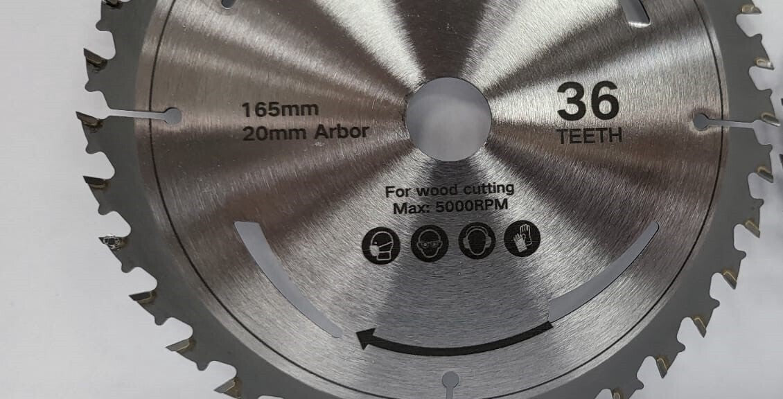 165mm TCT Saw Blade 20mm Bore 36T Tungsten carbide teeth