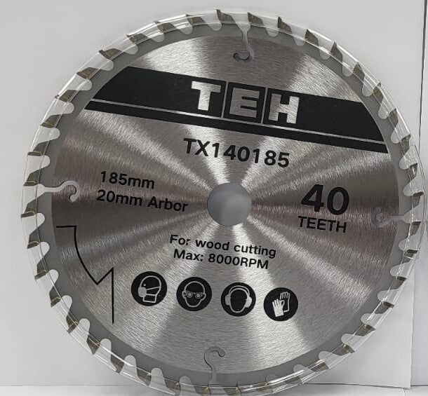 185mm TCT Saw Blade 40t Tungsten carbide teeth 20mm Bore