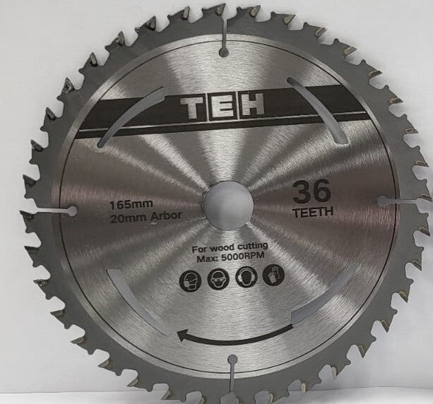 165mm TCT Saw Blade 20mm Bore 36T Tungsten carbide teeth