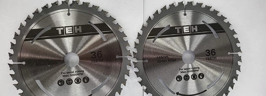 165mm TCT SAW Blade 20mm Arbre x 36T Teeth 5000 RPM Max Wood Cutting fits Evolution Bosch Makita etc (Twin Pack)