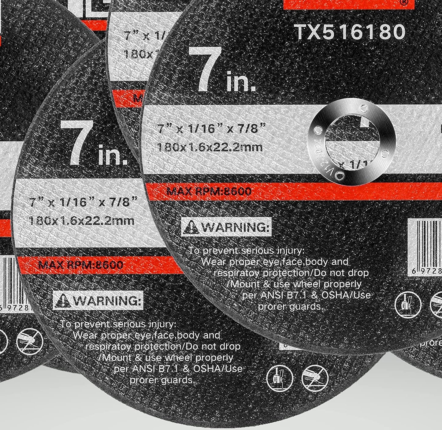 10 x TEH Metal / Steel Angle Grinder Cutting Discs 7 Inch 180mm x 1.6 x 22.2 mm