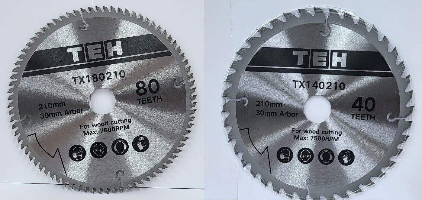 210mm 80T & 40T Circular Saw Blade TCT Wood Mitre saw blade Teeths Festool Bosch