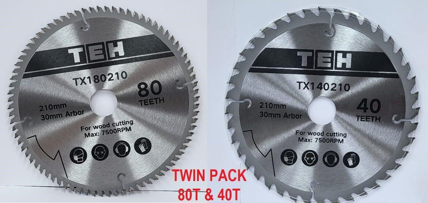 210mm 80T & 40T Circular Saw Blade TCT Wood Mitre saw blade Teeths Festool Bosch