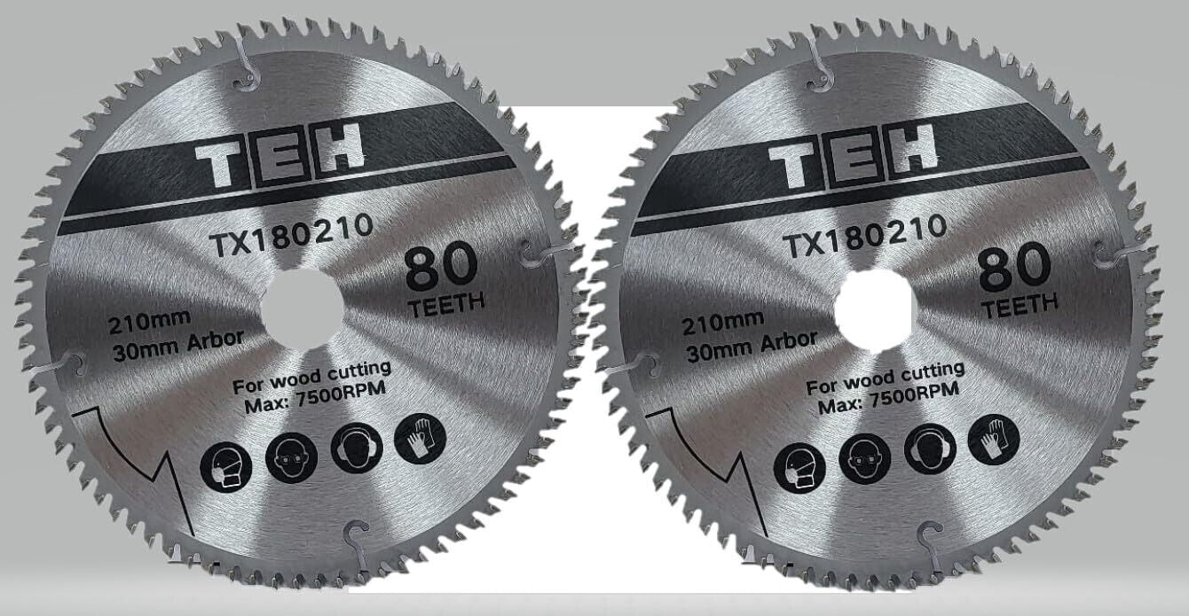 210mm x 80T TCT Circular Wood Blade fits Evolution / Bosch Rage Saws TWIN PACK