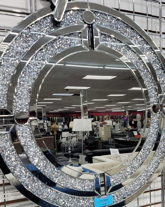 Crushed Diamond Circular Mirror 80cm