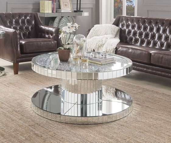 Round Coffee Table Crushed Diamond Glitz sparkle diamond coffee table 90cm Large