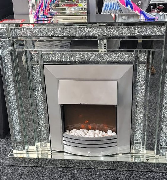 Crushed Diamond Electric Fireplace Elegance