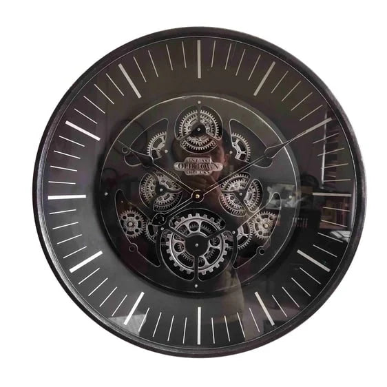 60cm Reeltown Wall Clock Round GEAR & COG DESIGN WALL CLOCK HOME