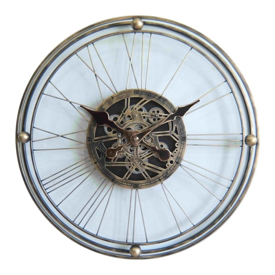 80cm Roman Gear Clock Gear Wall Clock Roman Numerals Moving Gears Design