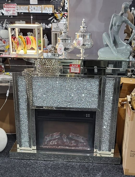 Modern Crushed Diamond Electric Fireplace