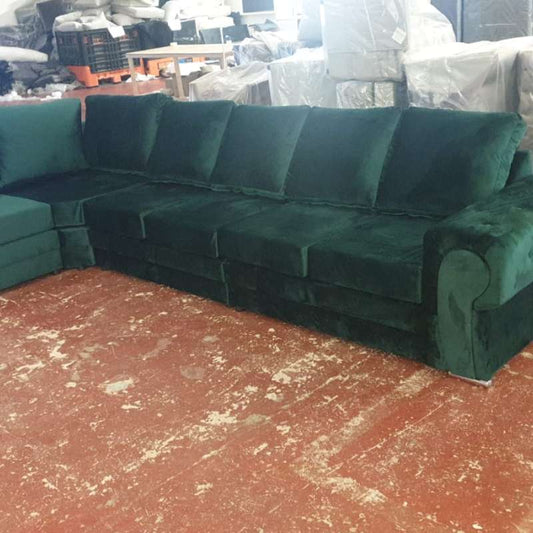 Corner sofa Green fabric velvet