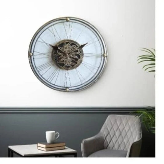 80cm Roman Gear Clock Gear Wall Clock Roman Numerals Moving Gears Design