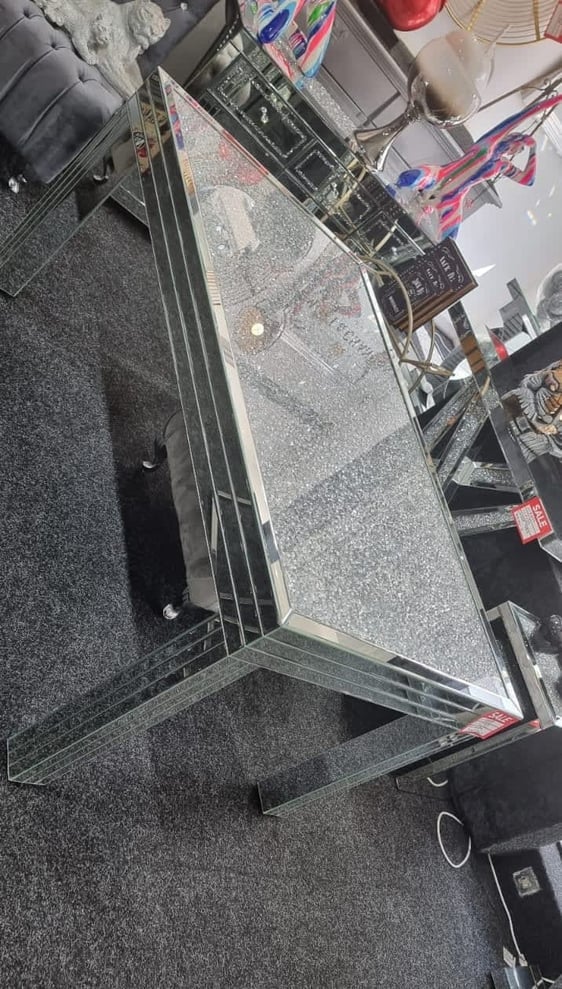 Crushed Crystal Mirrored, 160cm Dining Table Only