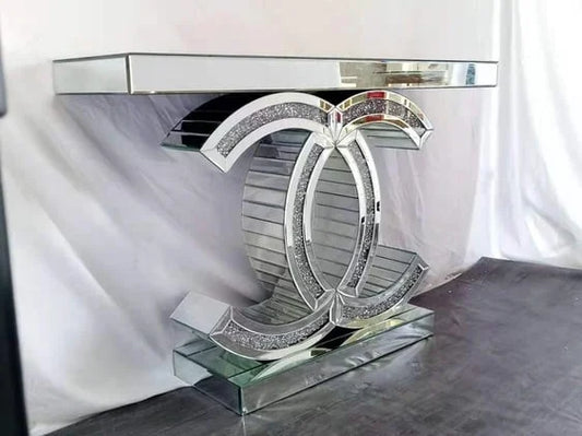 CC Diamond Crush Mirrored Console Table 120CM