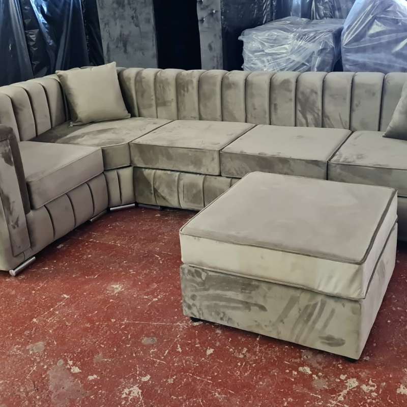 Lining chesterfield Corner sofa Marble platinum